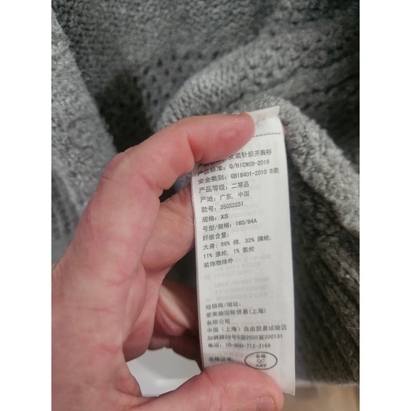 Hollister Womens XS Gray Open Front Pointelle Knit Cardigan Sweater 350S2251 - Picture 3 of 4